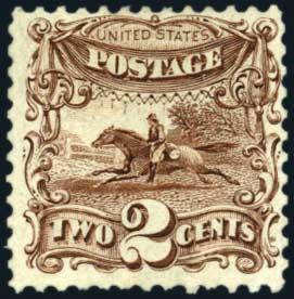#124 (*) U.S. General Issues, 1869 (1875 Re-issue), 2c br...