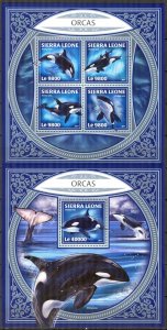 Sierra Leone 2017 Marine Life Whales Orcas sheet + S/S MNH