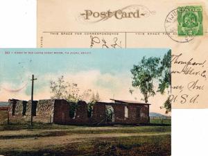 Mexico 2c Coat of Arms 1909 Tijuana, B.C. PPC (Ruins of Old Adobe House, Tia ...