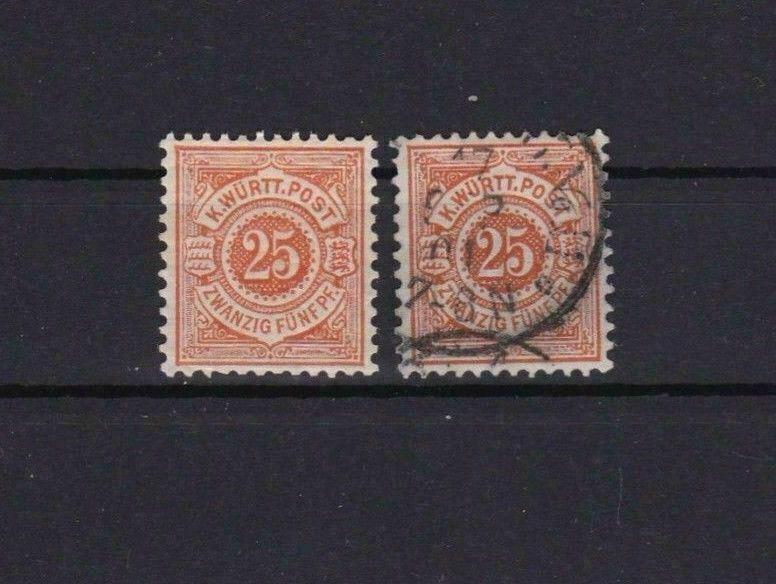 WURTTEMBERG 1890 25 PF ORANGE/YELLOW MM £550 & DEEP ORANGE USED STAMPS R 2081