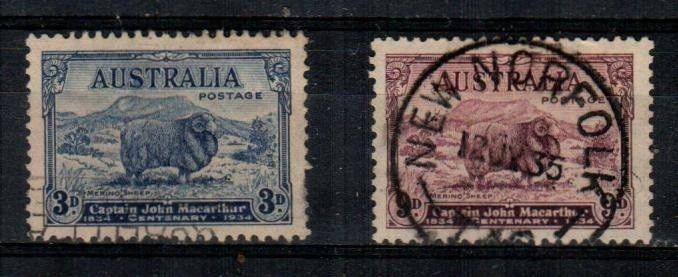 Australia Scott 153-4 Used (Catalog Value $70.00)