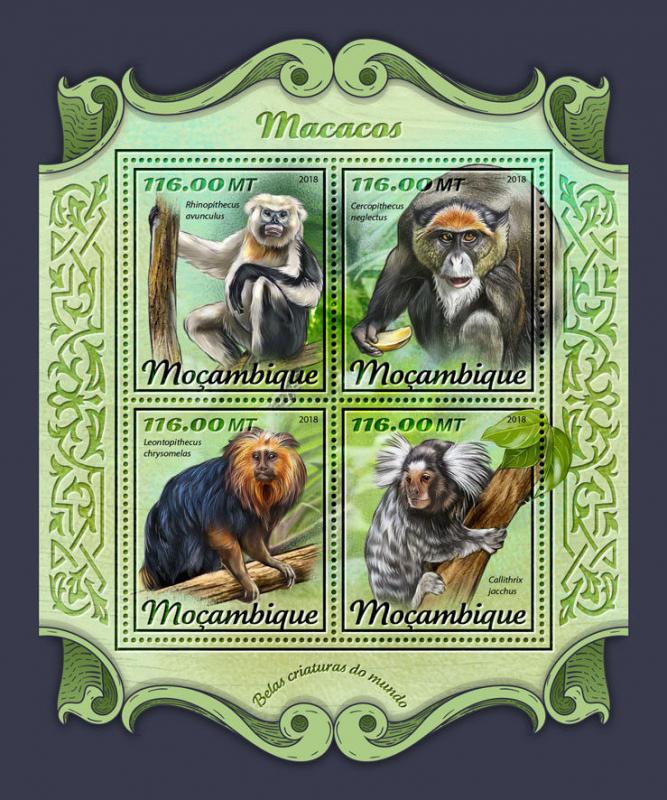 Z08 MOZ18119a Mozambique 2018 Monkeys MNH ** Postfrisch