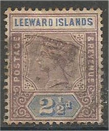 LEEWARD ISLANDS, 1890, used  2 1/2p Queen Victoria Scott 3