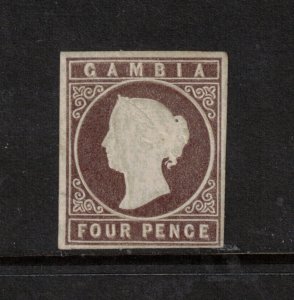 Gambia #1a Mint Fine - Very Fine Full Original Gum Very Lightly Hinged