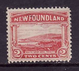 Newfoundland-Sc#132-used 2c carmine South West Arm-1923-id#25-