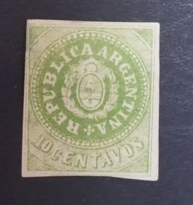 ARGENTINA Scott 6  Unused MH Stamp T4373