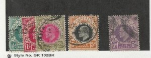 Natal, Postage Stamp, #101-102, 103, 105, 110 WMK3 Used, 1904-09