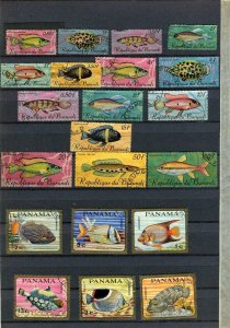 THEMATIC; FISH early 1900s fine small USED lot of values