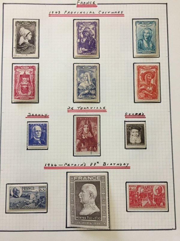 FRANCE 1943/45 M&U Collection on Pages (Appx 120+ Items) (La684