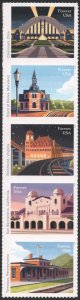 SC#5758-62 (Forever) Railroad Stations Strip of Five (2023) SA