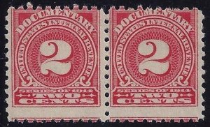 R208 - 2c Revenue Misperf Error / EFO Pair Documentary Mint NH