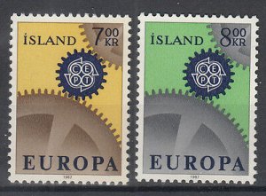 Iceland 1967 #389-90 MNH. Cogwheels, Europa