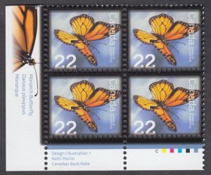 Canada - #2708  Insects - Monarch Butterfly Plate Block - MNH