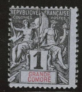 Grand Comoro Island Scott 1 MH* from 18971907 set