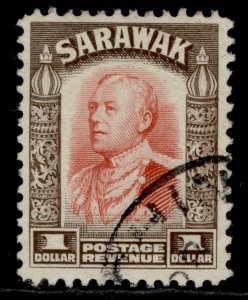 SARAWAK GV SG120, $1 scarlet & sepia, FINE USED.