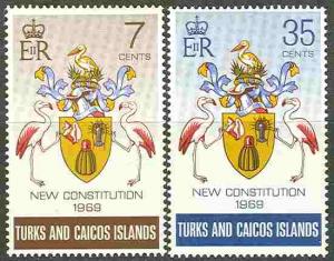 Turks & Caicos # 200-01 New Constitution; arms (2) Mint NH