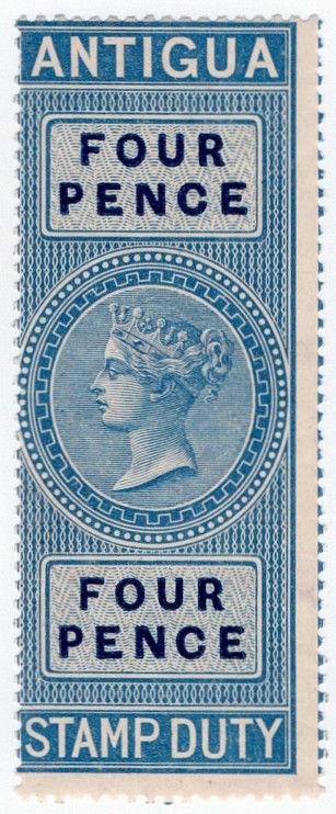 (I.B) Antigua Revenue : Duty Stamp 4d (1870)