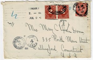 Great Britain 1912 London cancel on cover to the U.S., postage due