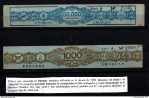 Uruguay franking machine card unique rare never reported postal value revenue