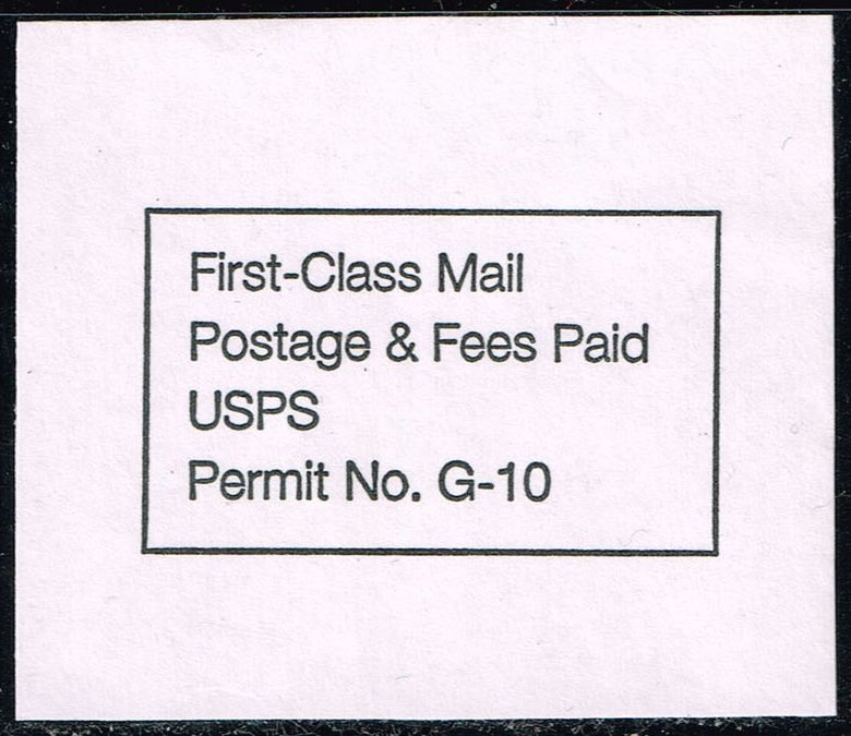 First Class Postage Paid Permit Cut Square United States, Back of