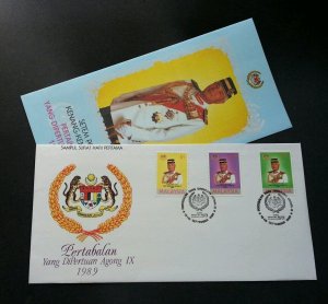 *FREE SHIP Malaysia Installation Of YDP Agong IX 1989 Royal Sultan Perak (FDC)