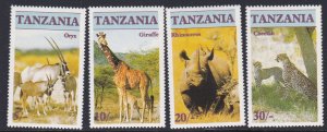 Tanzania # 319-322, Endangered Wildlife, Mint NH, 1/2 Cat.