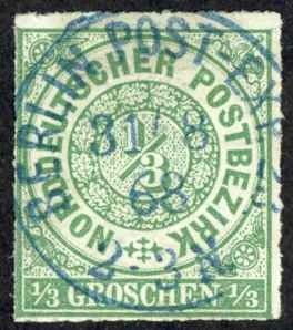 Germany North German Confederation Sc# 2 Used (b) 1868 1/3gr Numeral
