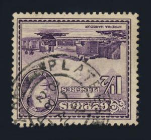 CYPRUS - 1947 - PLATRES DOUBLE CIRCLE POSTMARK ON SG155a -b