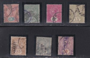 Ceylon # 132-134, 136, 138-140, Queen Victoria, Used, 1/3 Cat.