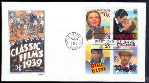 UNITED STATES FDC 25¢ Classic Films block 1990 Artmaster