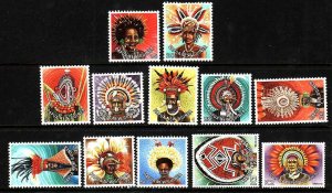 Papua New Guinea-Sc#446-57- id6-unused NH set-Headdresses-1977-8-please note #44