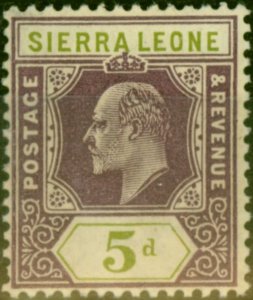 Sierra Leone 1909 5d Purple & Olive-Green SG106 Fine Lightly Mtd Mint