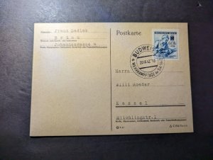 1942 Germany Bohemia and Moravia Postcard Cover Budweis to Kassel