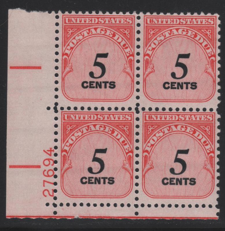 Scott J93 5c Postage Due Plate 27694 LL MNH