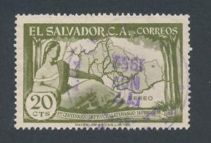 El Salvador 1956 Scott C175 used - 20c, map of Chalatenango