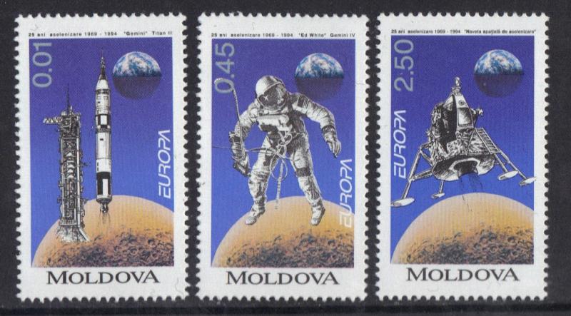 Moldova    #115-117   MNH  1994   Europa  moon landing