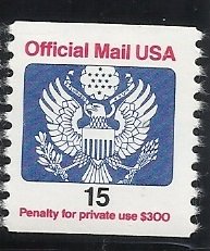 O138A   15c Official Coil  MNH VF Centering