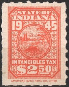 SRS IN D107 $2.50 Indiana Intangible Tax Revenue Stamp (1945) MNH