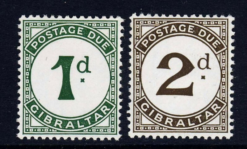 GIBRALTAR 1956 POSTAGE DUES 1d. & 2d. SG D1 & SG D2 MINT