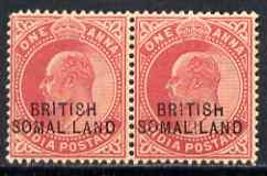 Somaliland 1903 KE7 opt at bottom on 1a horiz pair, one w...