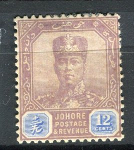 MALAYA; JOHORE 1922 early Sultan issue Mint hinged 12c. value