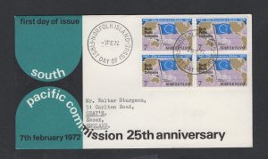 Norfolk Island #149 block (1972 South Pacific issue)  cachet FDC to England