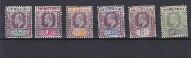 NORTHERN NIGERIA 1902  S G 10 - 16  VARIOUS VALUES TO 1/-  MH & UNUSED 