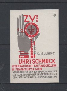 Germany- 1931 Frankfurt Clock & Jewelry Trade Expo Advertising Stamp- MNH OG