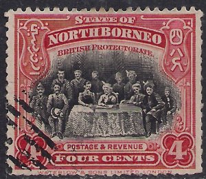 North Borneo 1909 - 23 KEV11 4ct Sultan of Sulu Used SG 164a ( F1490 )