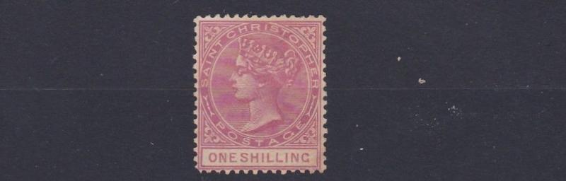 ST KITTS  1890    S G 21   1/-   BRIGHT MAUVE UNUSED NO GUM  CAT £90 