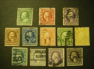 Scott 331 - 342, Complete 1908-9 Perf 12 set, NICE