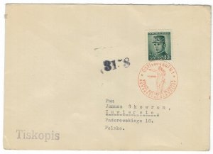 Czechoslovakia 1946 Censored Cover to Poland Cancellation Second World War II