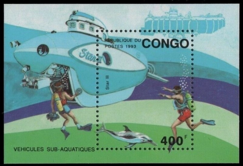 1993 Congo Brazzaville 1376/B112 Research submarines 8,00 €