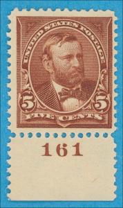 UNITED STATES 255  MINT NEVER HINGED OG ** PLATE # SINGLE - FINE NO FAULTS - SUL